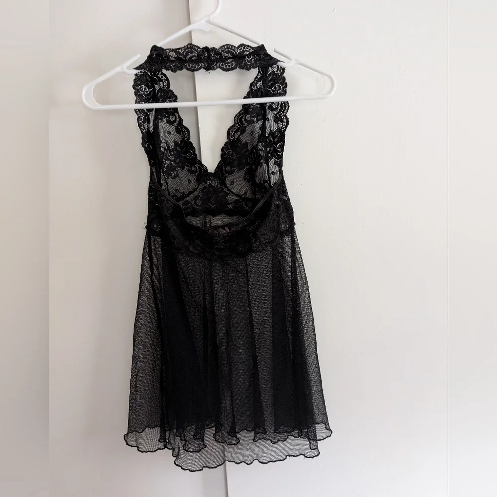 Victoria's Secret Black Lace Lingerie Nightgown Size XS With Some Stretch - Picture 2 of 5
